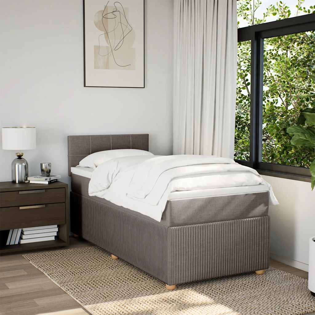 Sommier à lattes de lit avec matelas Taupe 90x190 cm Tissu - XIOS