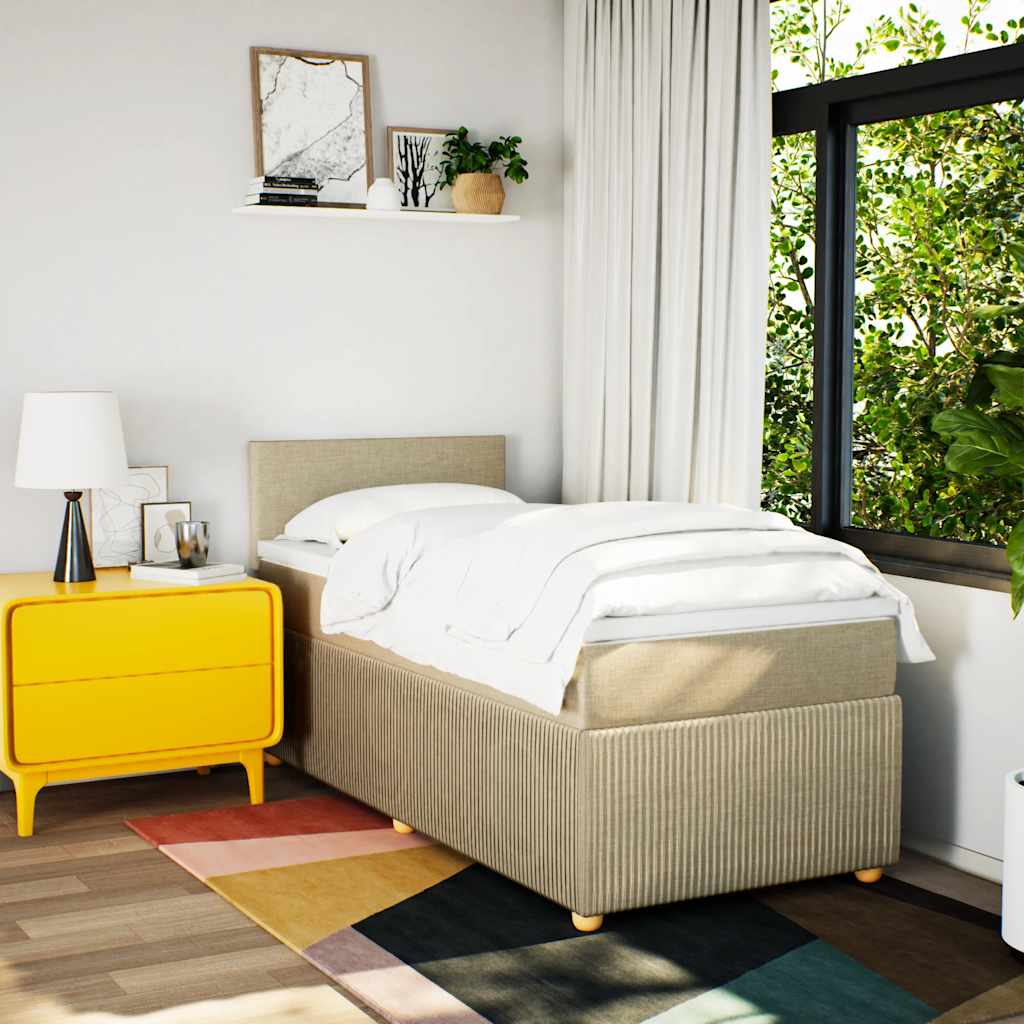 Sommier à lattes de lit avec matelas Crème 90x200 cm Tissu - XIOS