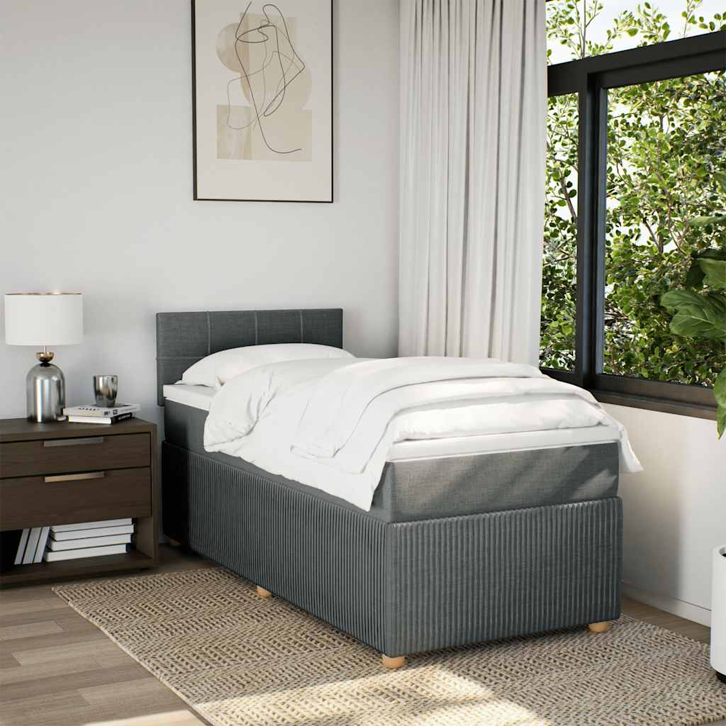 Sommier à lattes de lit avec matelas Gris foncé 90x200 cm Tissu - XIOS