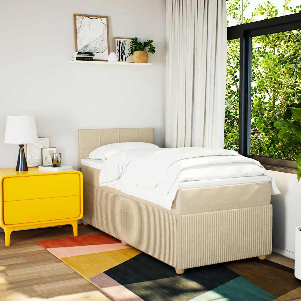 Sommier à lattes de lit avec matelas Crème 90x200 cm Tissu - XIOS