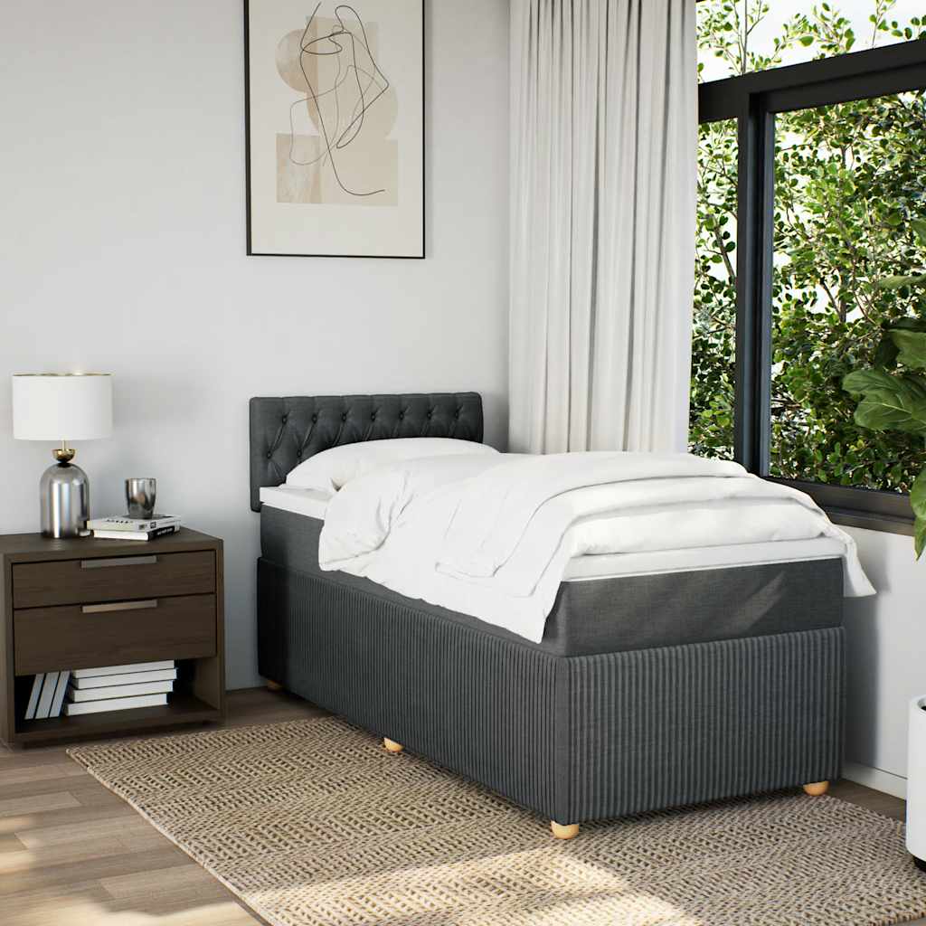 Sommier à lattes de lit avec matelas Gris foncé 90x200 cm Tissu - XIOS