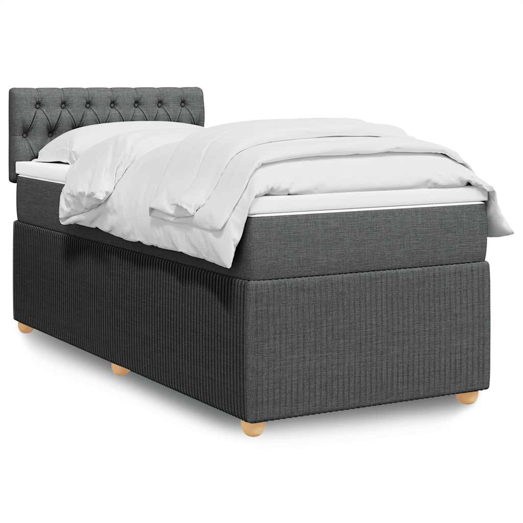 Sommier à lattes de lit avec matelas Gris foncé 90x200 cm Tissu - XIOS