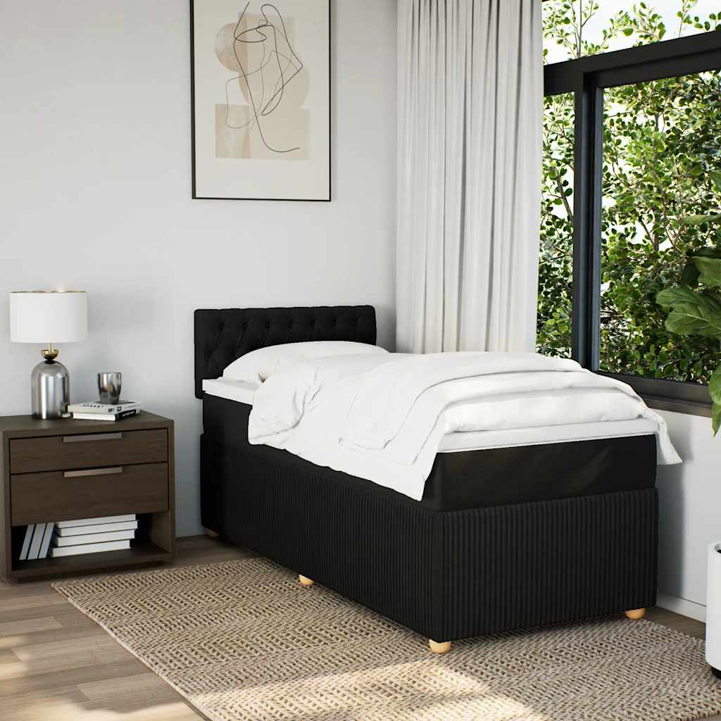 Sommier à lattes de lit avec matelas Noir 90x200 cm Tissu - XIOS