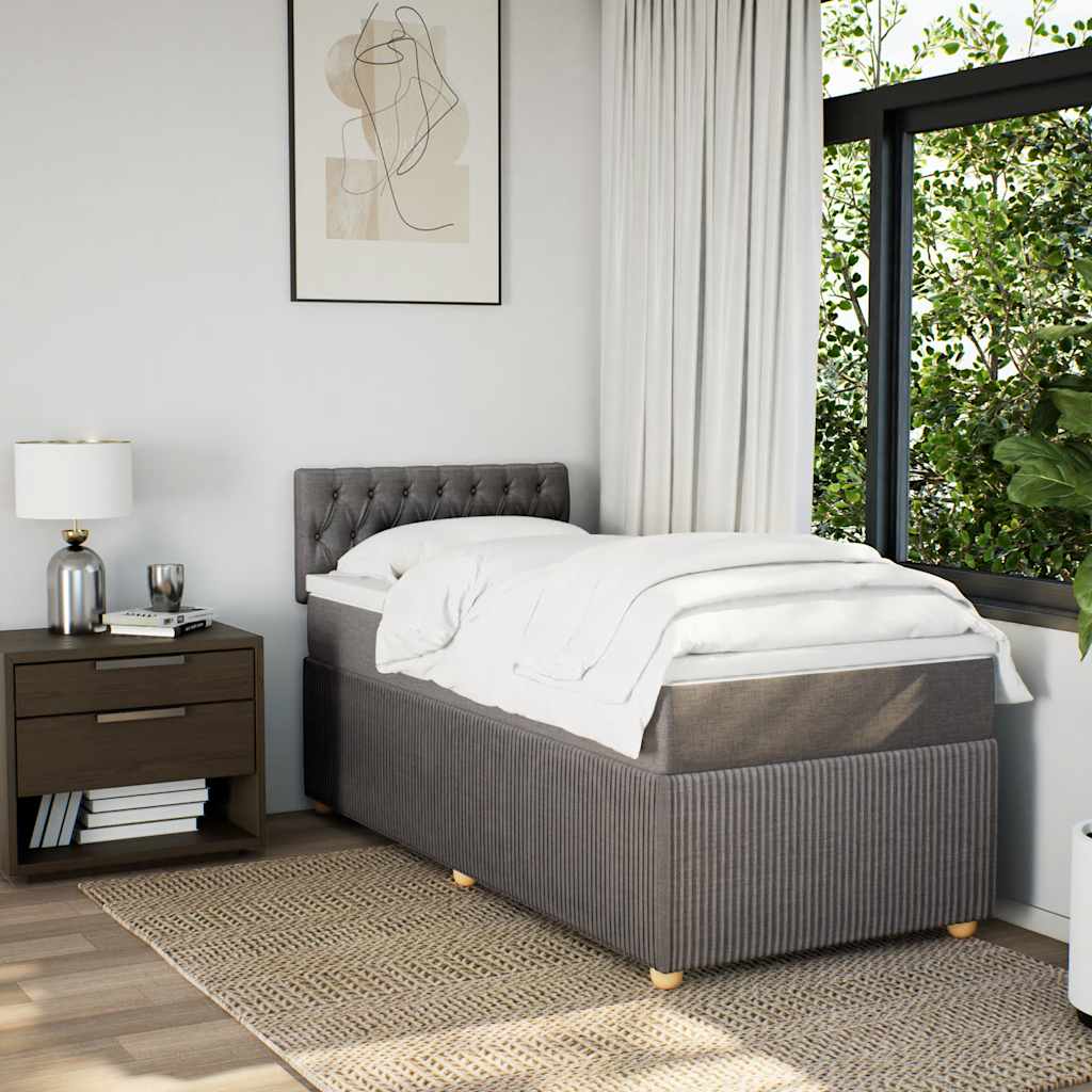 Sommier à lattes de lit avec matelas Taupe 90x200 cm Tissu - XIOS