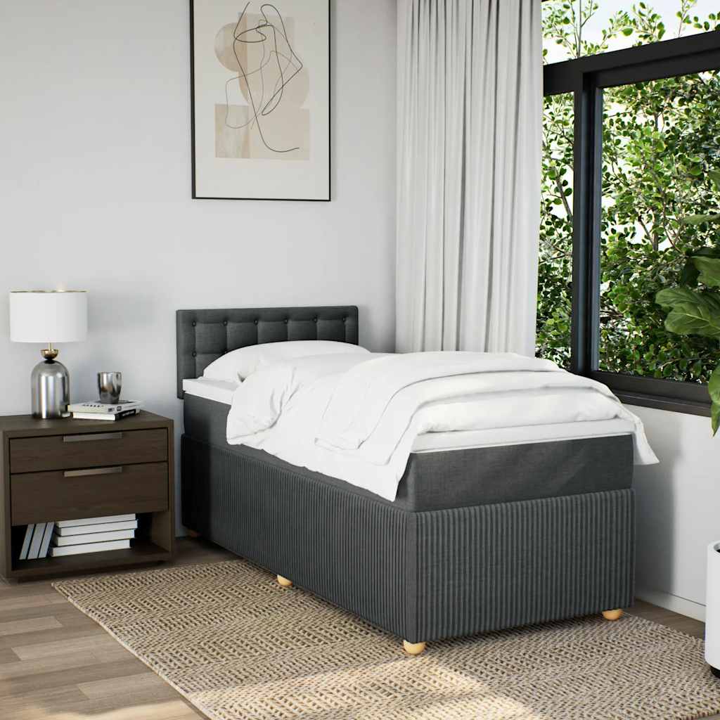 Sommier à lattes de lit avec matelas Gris foncé 90x200 cm Tissu - XIOS