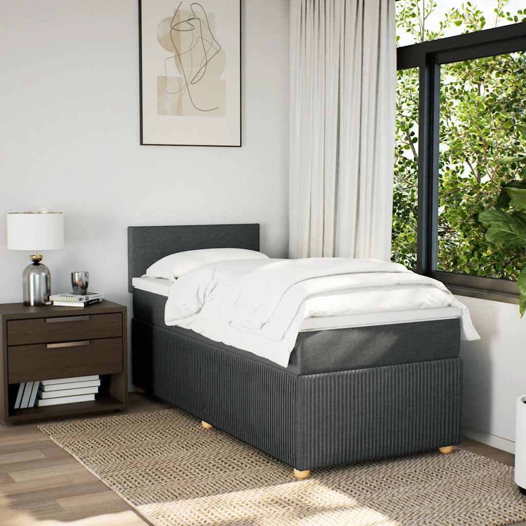 Sommier à lattes de lit avec matelas Gris foncé 100x200cm Tissu - XIOS