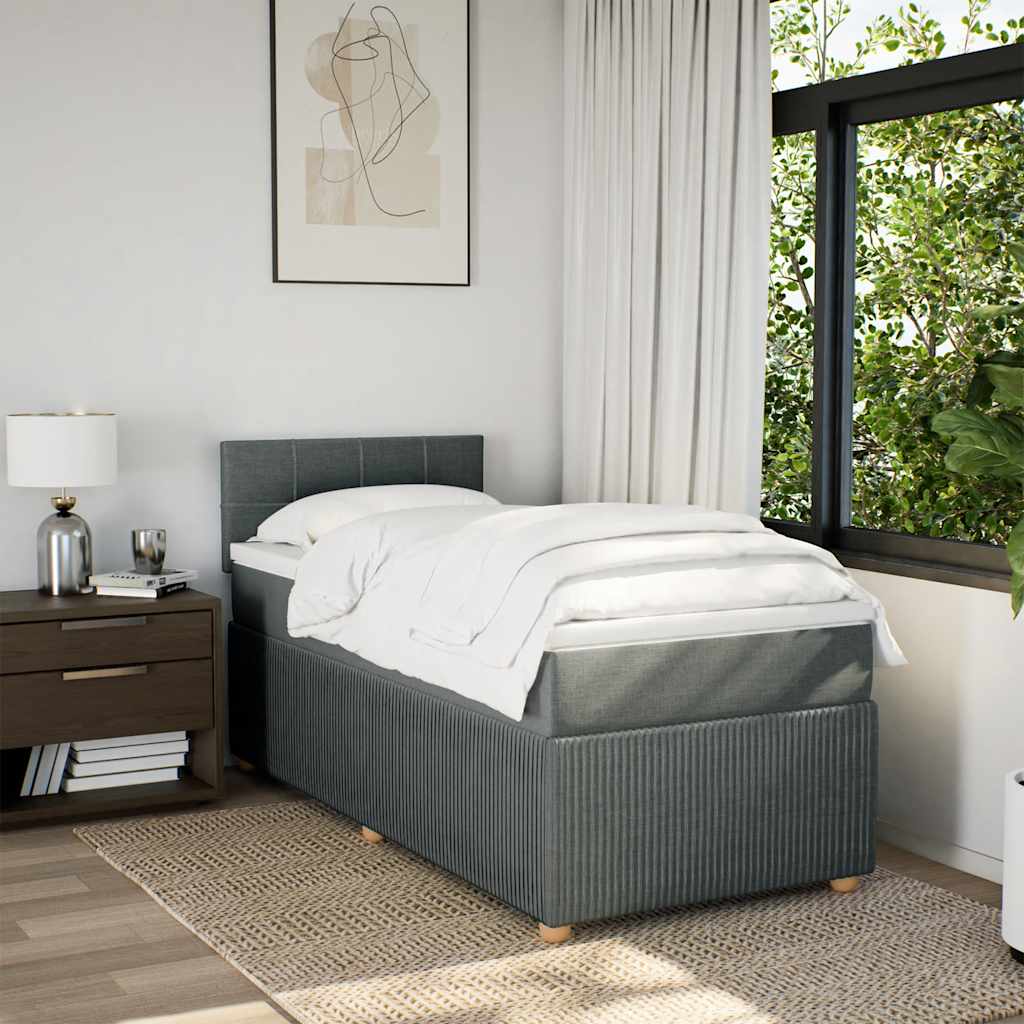 Sommier à lattes de lit avec matelas Gris foncé 100x200cm Tissu