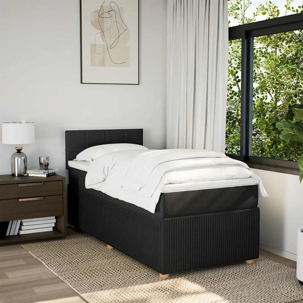 Sommier à lattes de lit avec matelas Noir 100x200 cm Tissu - XIOS