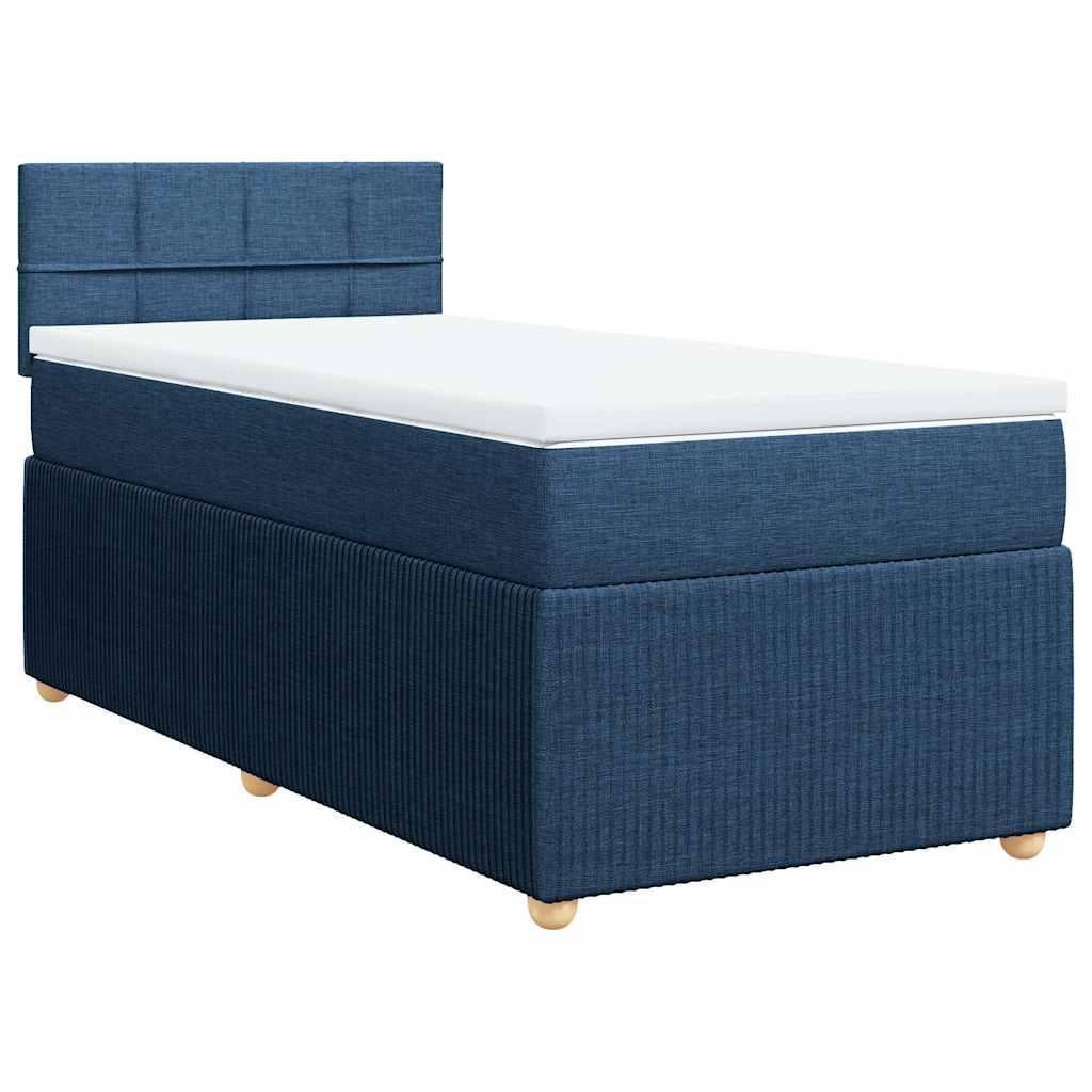 Sommier à lattes de lit avec matelas Bleu 100x200 cm Tissu - XIOS