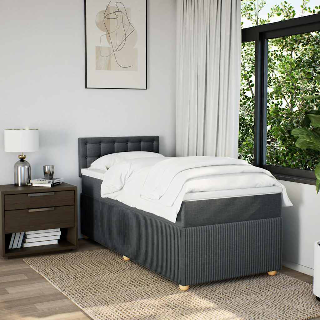 Sommier à lattes de lit avec matelas Gris foncé 100x200cm Tissu - XIOS