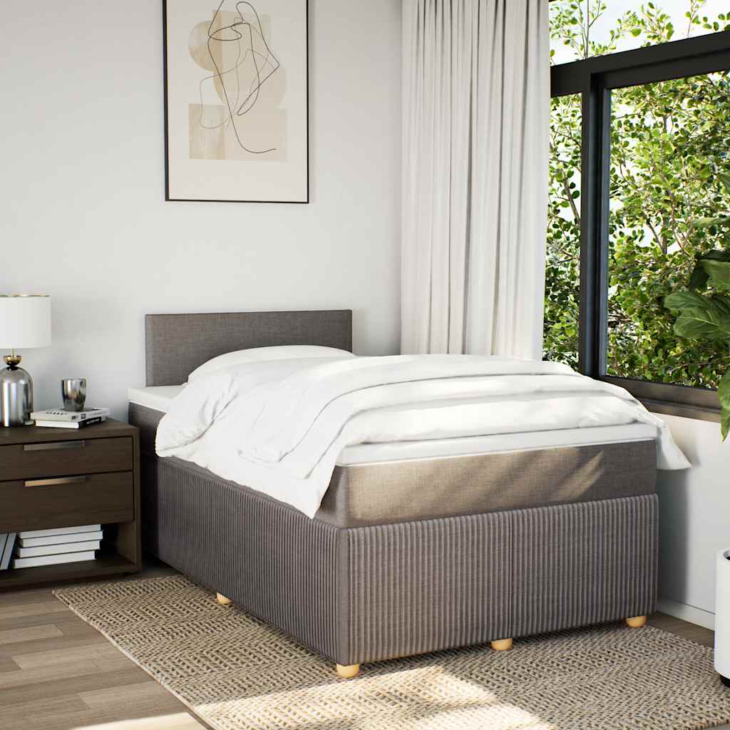 Sommier à lattes de lit avec matelas taupe 120x190 cm tissu - XIOS