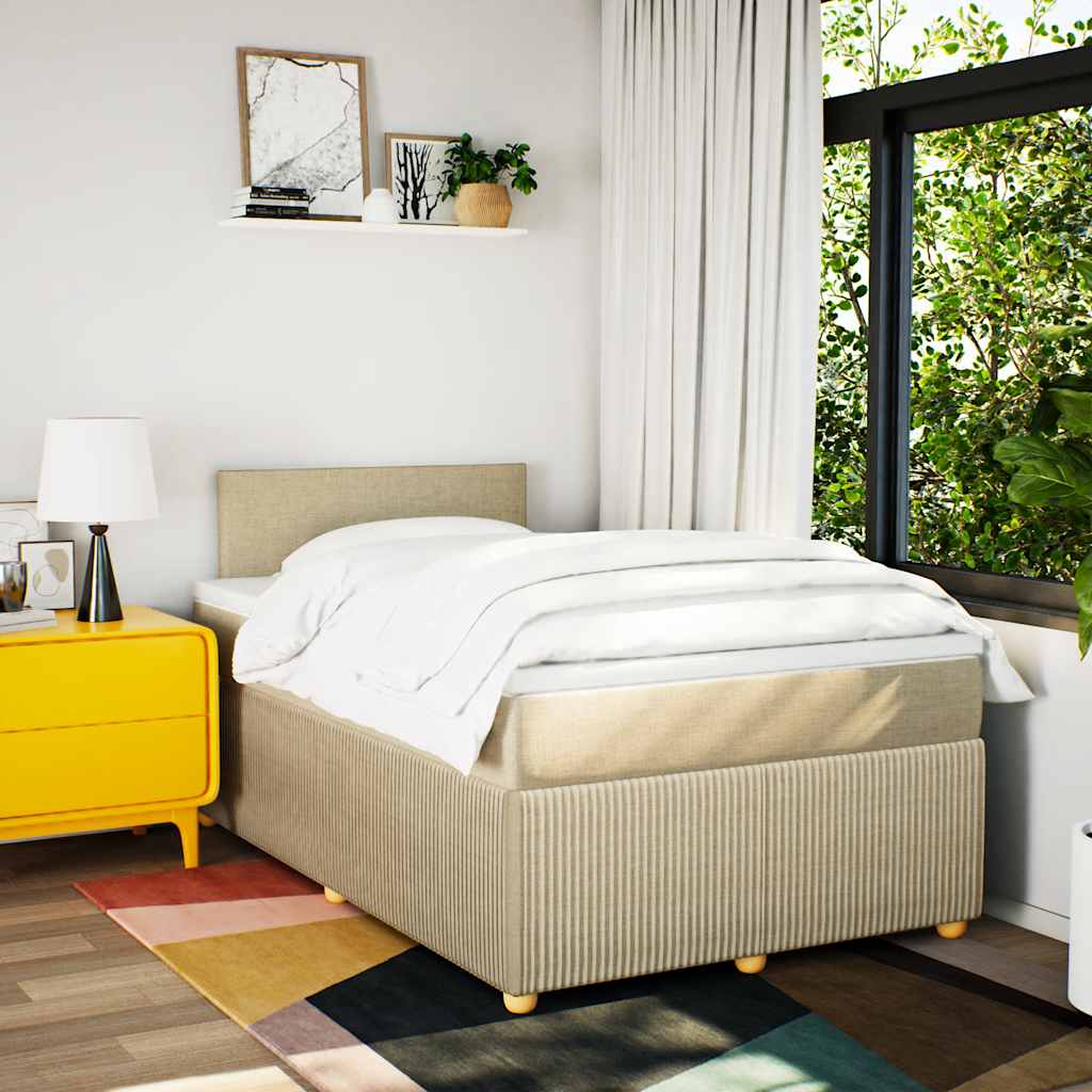 Sommier à lattes de lit avec matelas crème 120x190 cm tissu - XIOS