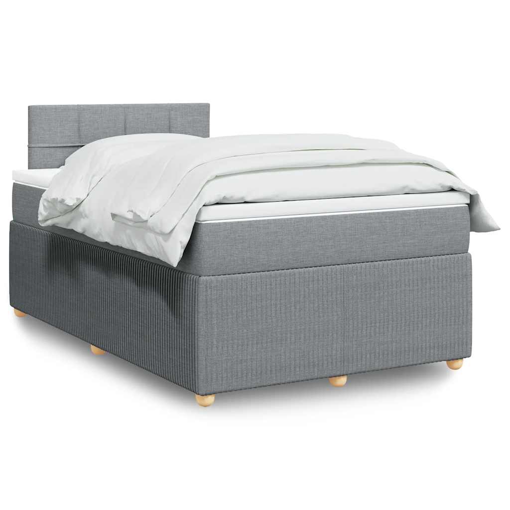 Sommier à lattes de lit et matelas gris clair 120x190 cm tissu - XIOS