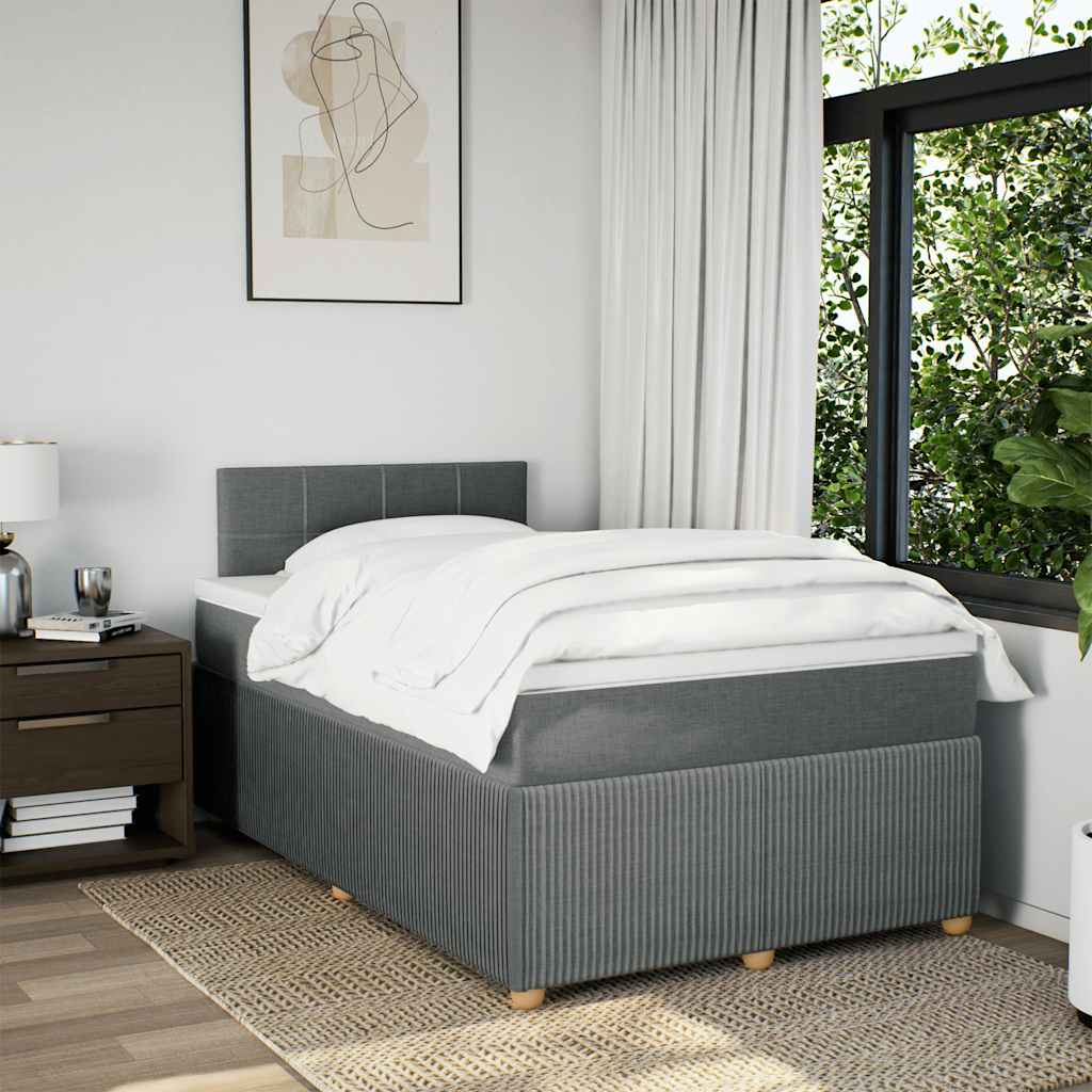 Sommier à lattes de lit avec matelas gris foncé 120x190cm tissu - XIOS