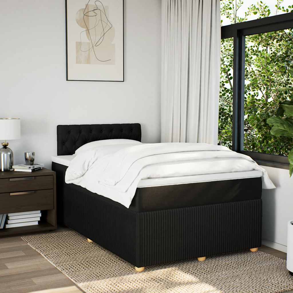Sommier à lattes de lit avec matelas noir 120x190 cm tissu - XIOS