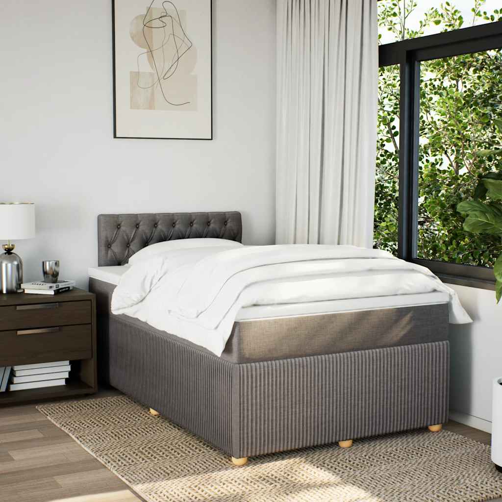 Sommier à lattes de lit avec matelas taupe 120x190 cm tissu - XIOS