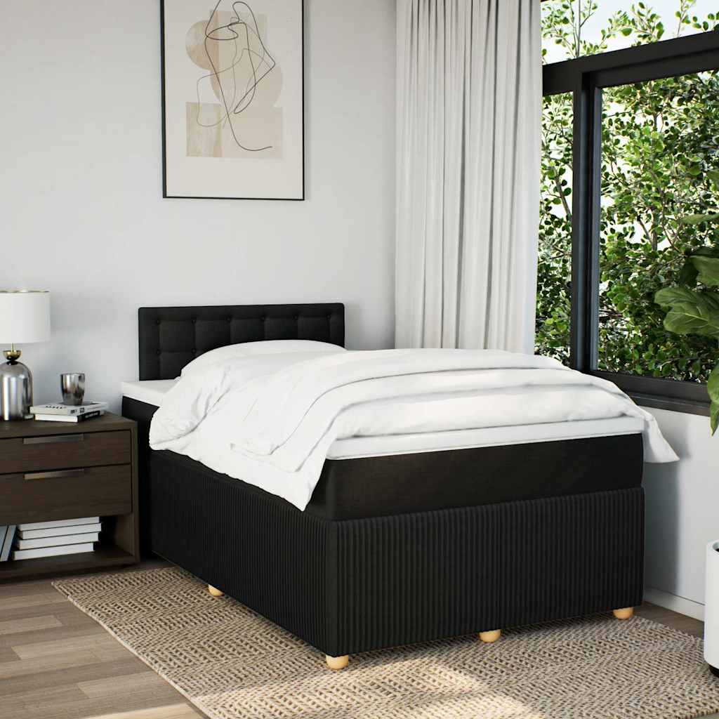 Sommier à lattes de lit avec matelas noir 120x190 cm tissu - XIOS