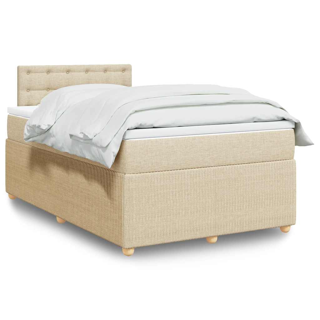 Sommier à lattes de lit avec matelas crème 120x190 cm tissu - XIOS