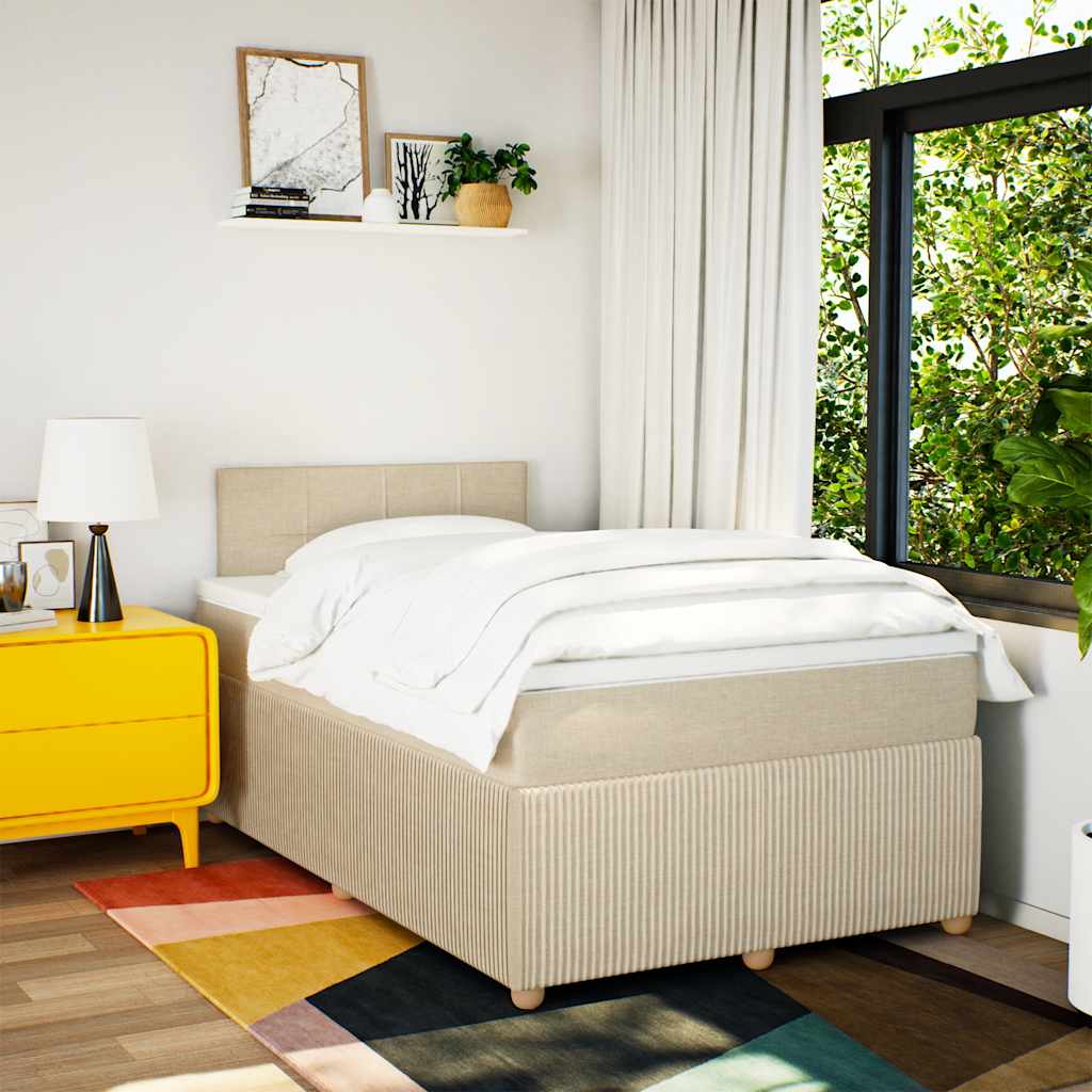Sommier à lattes de lit avec matelas Crème 120x200 cm Tissu - XIOS