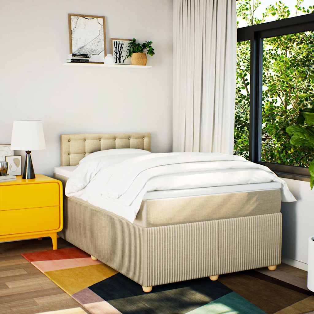 Sommier à lattes de lit avec matelas Crème 120x200 cm Tissu - XIOS