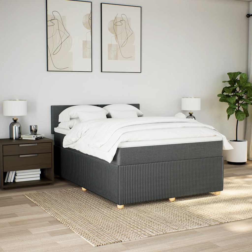 Sommier à lattes de lit avec matelas Gris foncé 140x190cm Tissu - XIOS