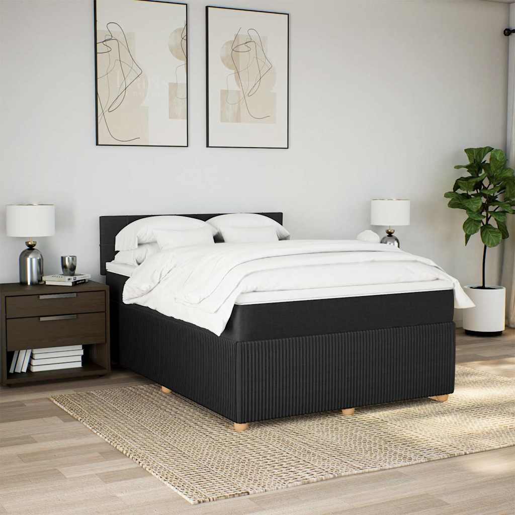 Sommier à lattes de lit avec matelas Noir 140x190 cm Tissu - XIOS