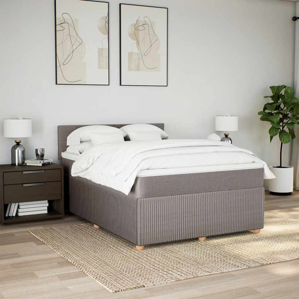 Sommier à lattes de lit avec matelas Taupe 140x190 cm Tissu - XIOS