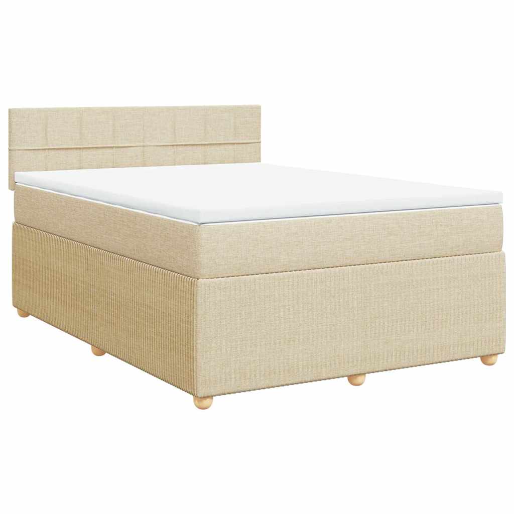 Sommier à lattes de lit avec matelas Crème 140x190 cm Tissu
