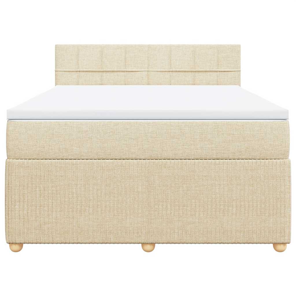 Sommier à lattes de lit avec matelas Crème 140x190 cm Tissu