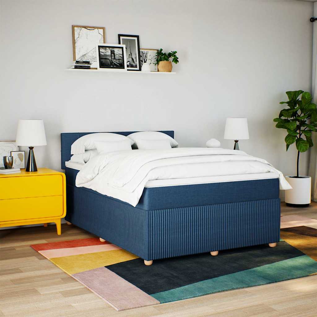Sommier à lattes de lit avec matelas Bleu 140x190 cm Tissu - XIOS