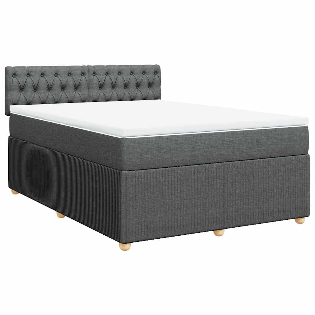 Sommier à lattes de lit avec matelas Gris foncé 140x190cm Tissu - XIOS