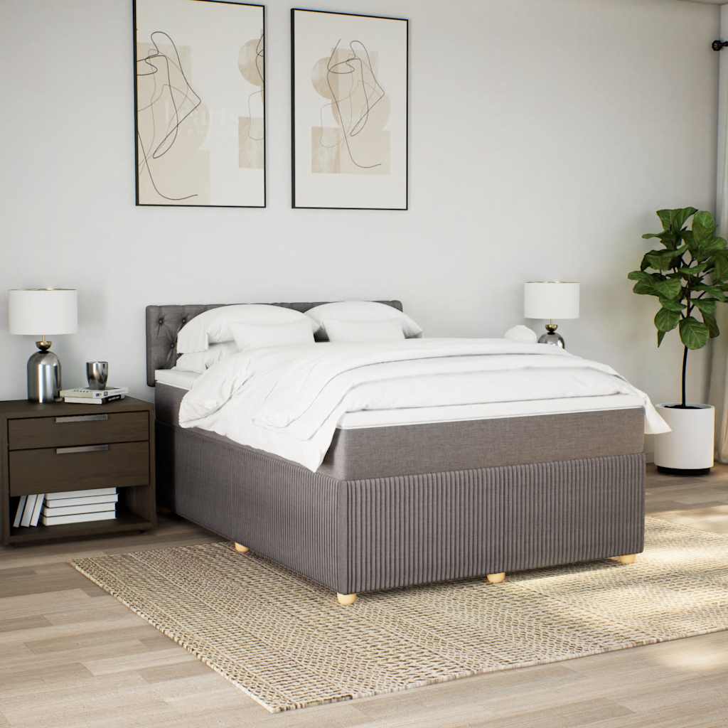 Sommier à lattes de lit avec matelas Taupe 140x190 cm Tissu - XIOS