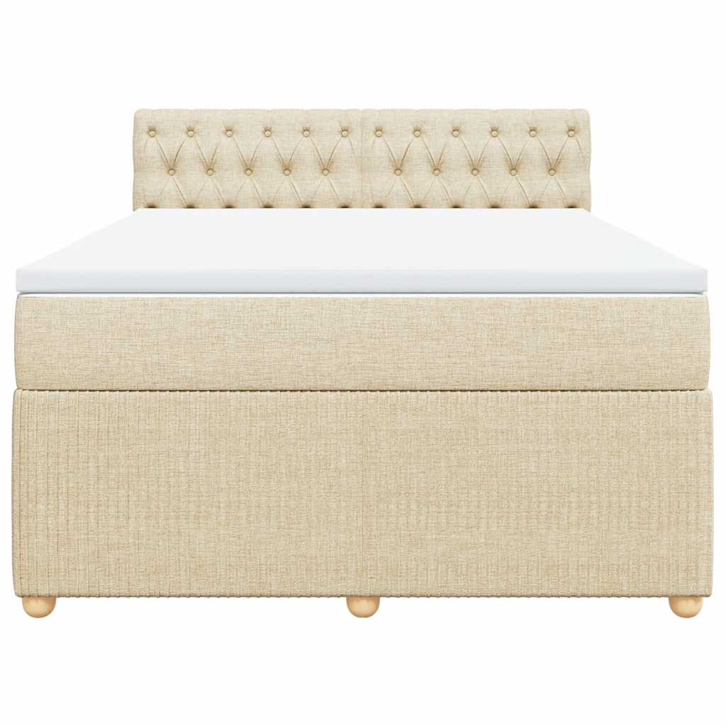 Sommier à lattes de lit avec matelas Crème 140x190 cm Tissu - XIOS
