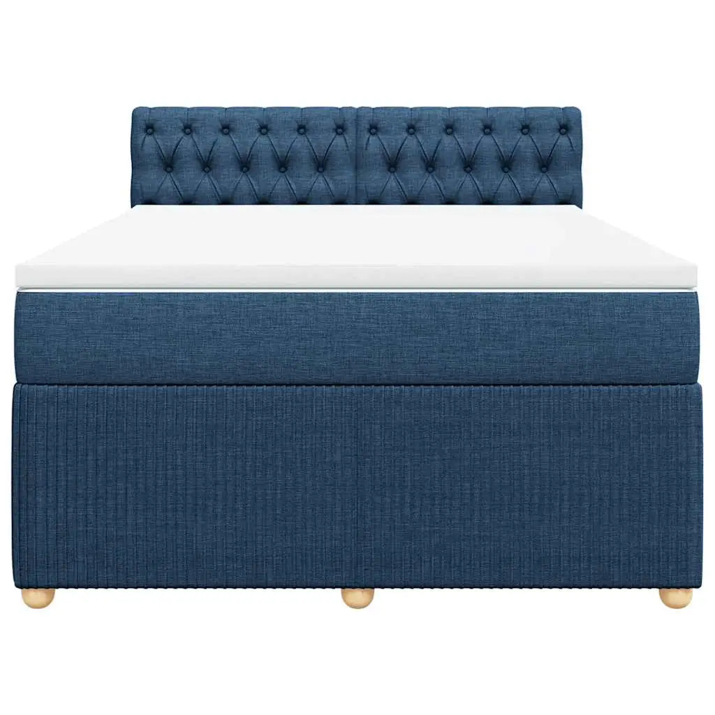 Sommier à lattes de lit avec matelas Bleu 140x190 cm Tissu - XIOS