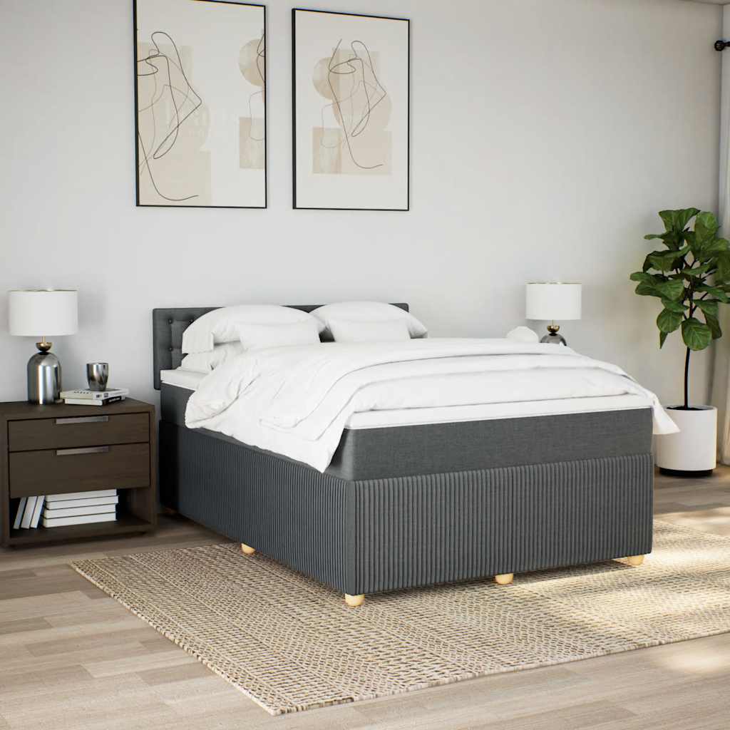 Sommier à lattes de lit avec matelas Gris foncé 140x190cm Tissu - XIOS