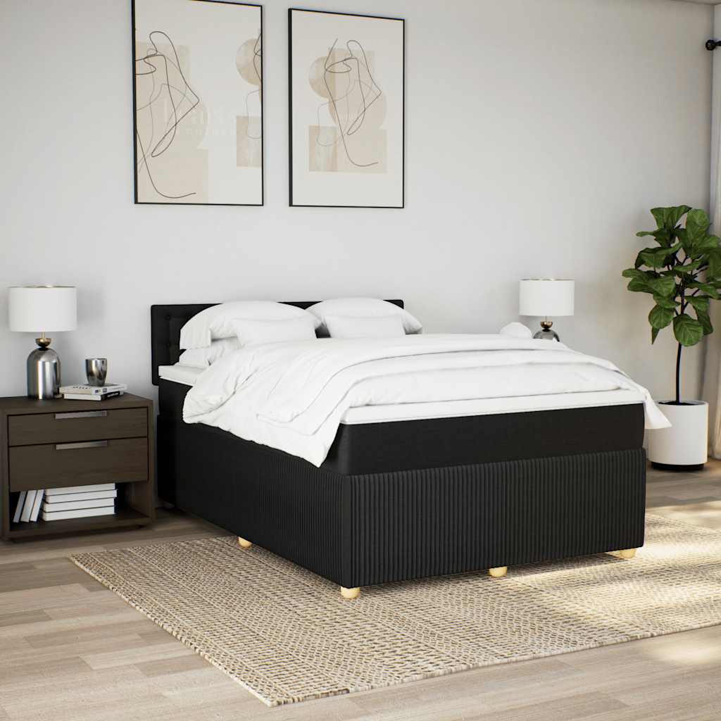 Sommier à lattes de lit avec matelas Noir 140x190 cm Tissu - XIOS