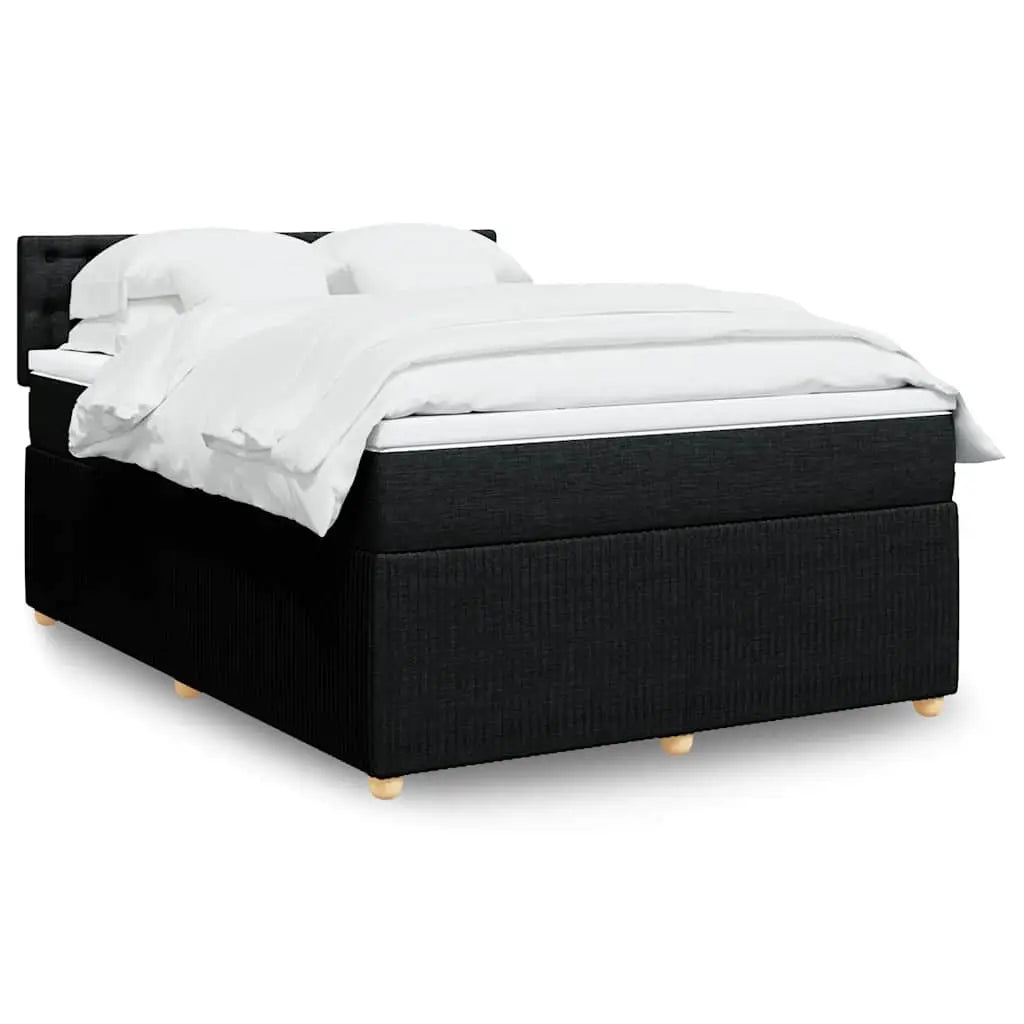 Sommier à lattes de lit avec matelas Noir 140x190 cm Tissu - XIOS