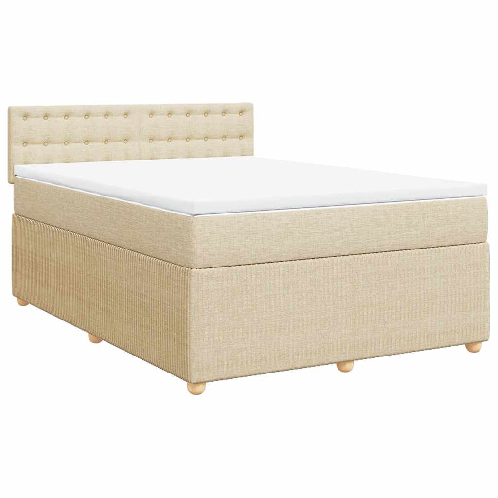 Sommier à lattes de lit avec matelas Crème 140x190 cm Tissu - XIOS
