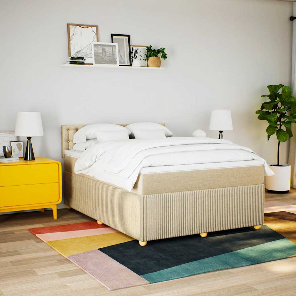 Sommier à lattes de lit avec matelas Crème 140x190 cm Tissu - XIOS