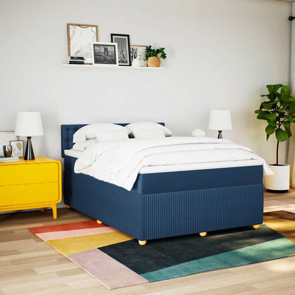 Sommier à lattes de lit avec matelas Bleu 140x190 cm Tissu - XIOS