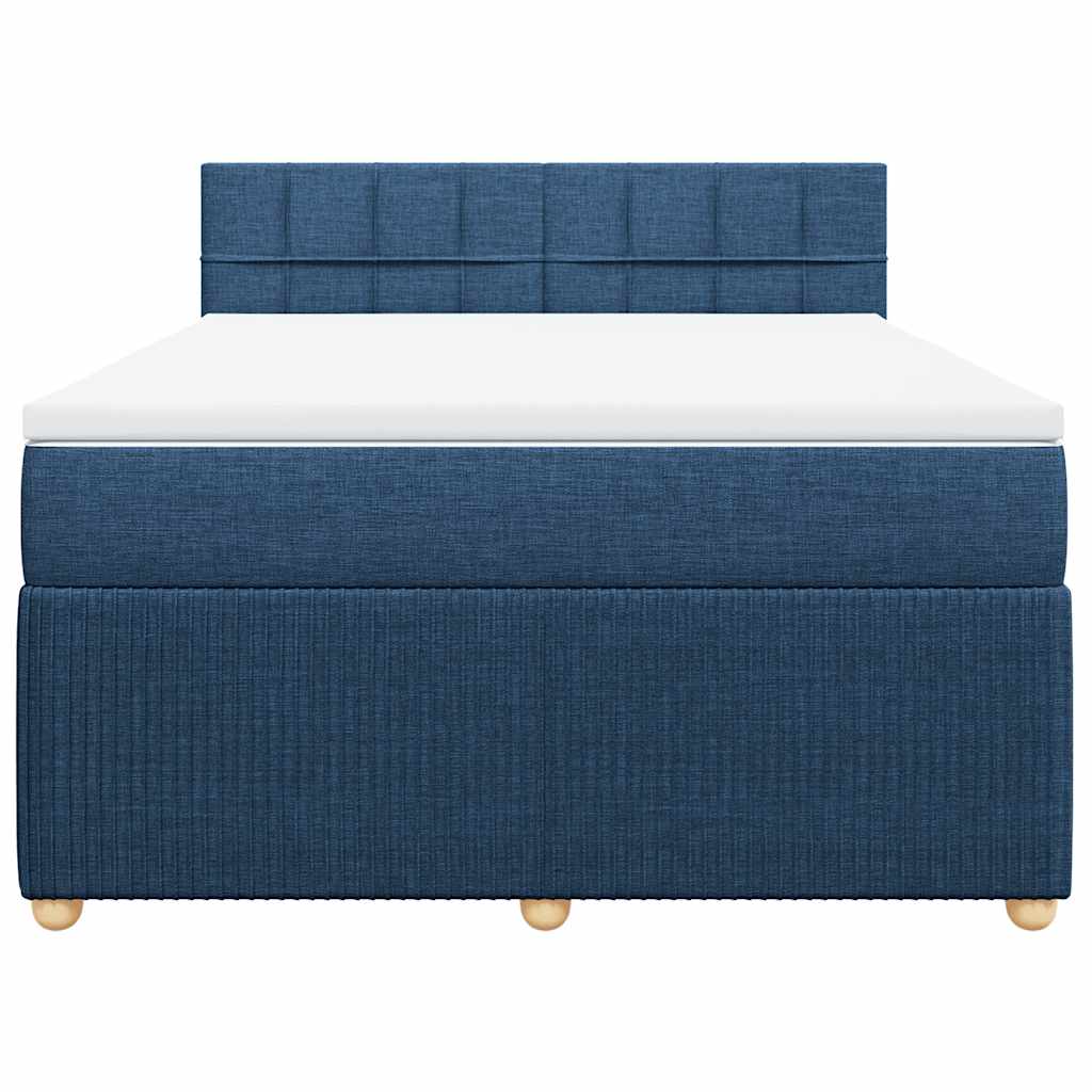 Sommier à lattes de lit avec matelas Bleu 140x200 cm Tissu - XIOS