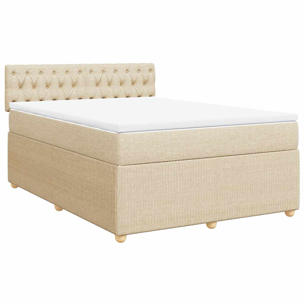 Sommier à lattes de lit avec matelas Crème 140x200 cm Tissu - XIOS