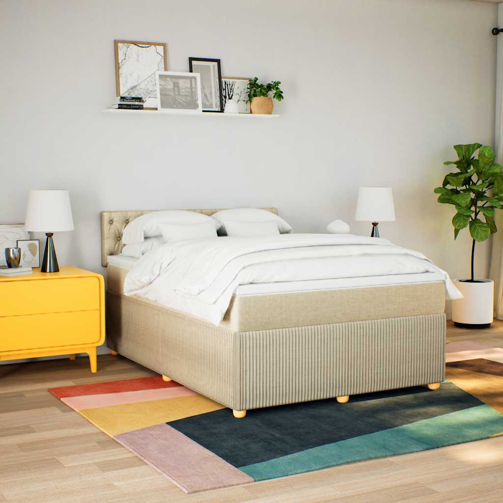 Sommier à lattes de lit avec matelas Crème 140x200 cm Tissu - XIOS