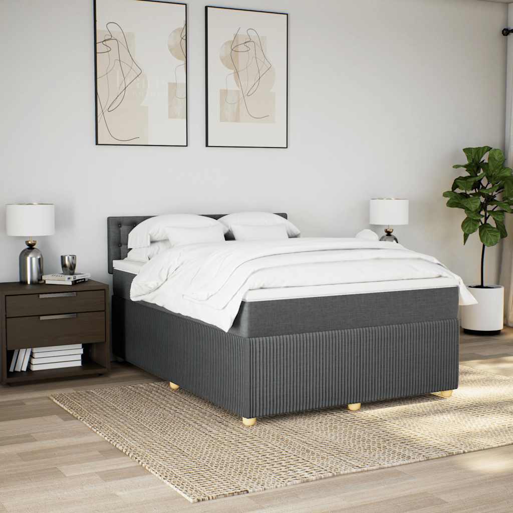 Sommier à lattes de lit avec matelas Gris foncé 140x200cm Tissu - XIOS