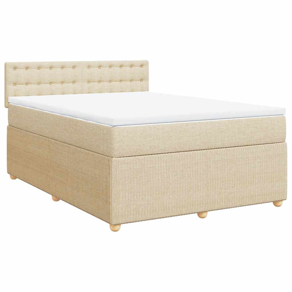 Sommier à lattes de lit avec matelas Crème 140x200 cm Tissu - XIOS