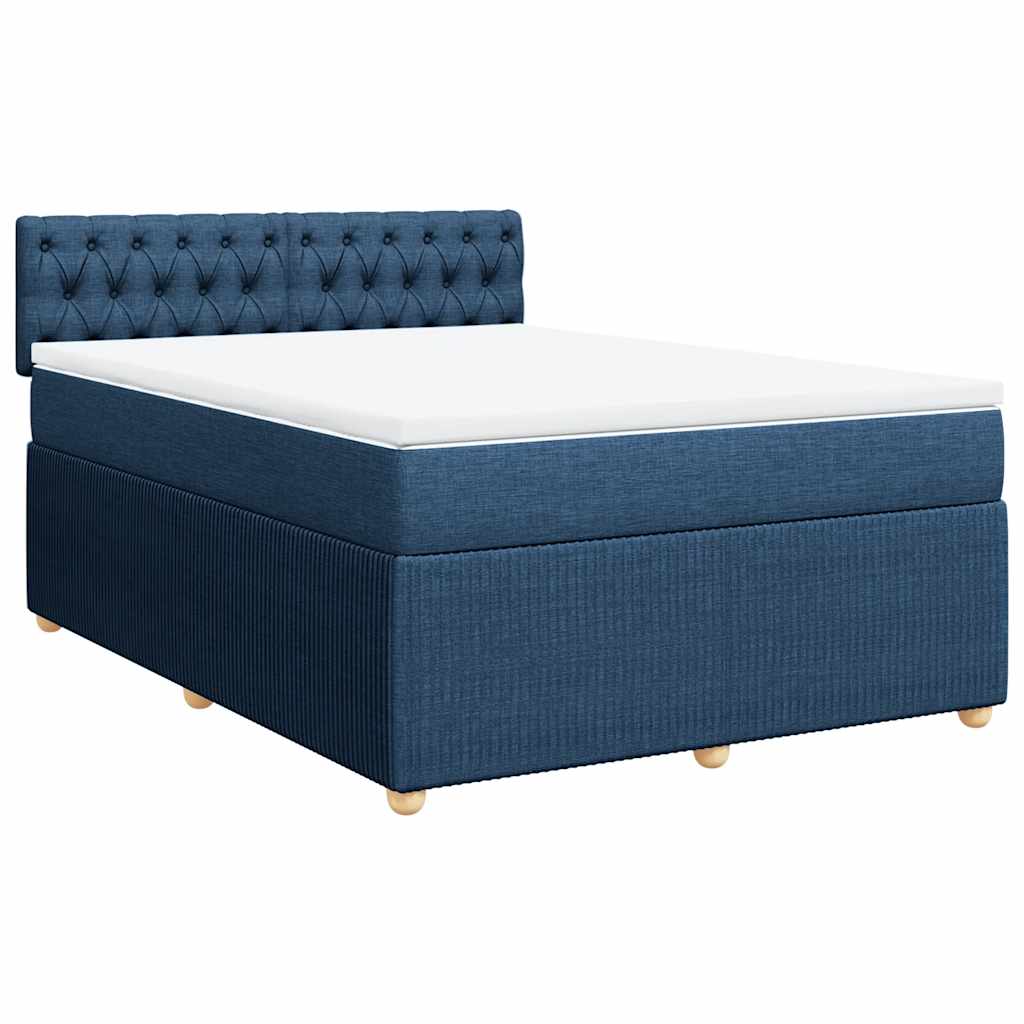 Sommier à lattes de lit avec matelas Bleu 160x200 cm Tissu - XIOS