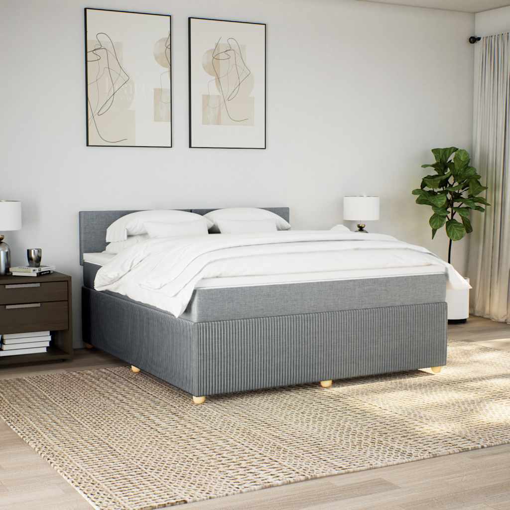 Sommier à lattes de lit avec matelas Gris clair 180x200cm Tissu