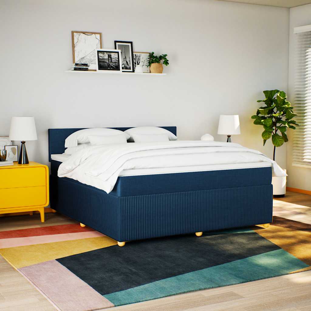 Sommier à lattes de lit avec matelas Bleu 180x200 cm Tissu - XIOS