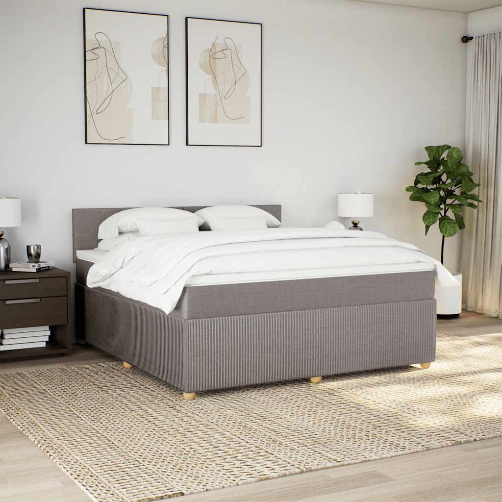 Sommier à lattes de lit avec matelas Taupe 180x200 cm Tissu - XIOS