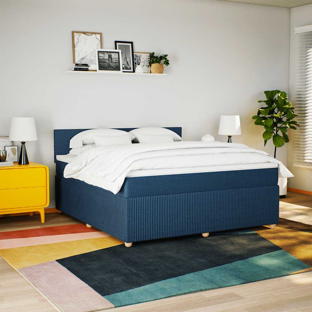Sommier à lattes de lit avec matelas Bleu 180x200 cm Tissu - XIOS